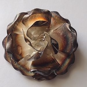 Huge Mexican sterling silver flower brooch pendant